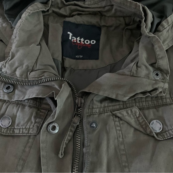 Women's Cargo Pocket Utility Jacket Hooded Green XSMALL - Picture 9 of 16